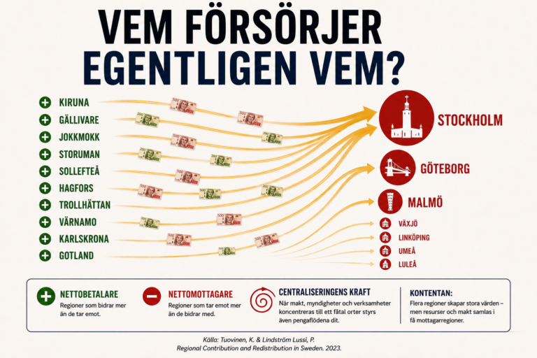 Bild över pengaflöden från mindre orter till stora städer